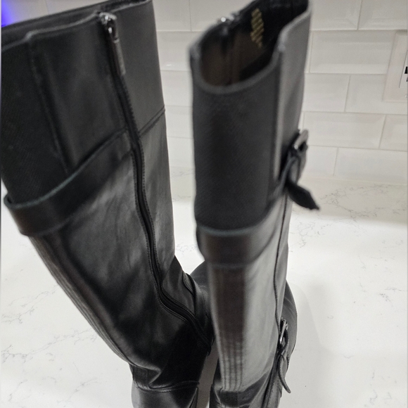Bandolino Coppa Black Leather Side Zip Knee Harness Riding Boots Women's Size 8M - Picture 16 of 16
